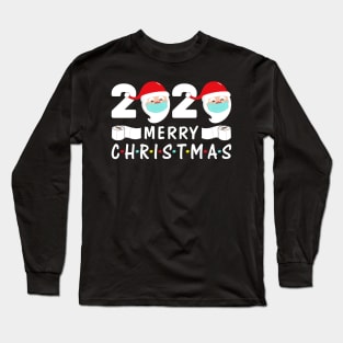 Merry Christmas 2020 Quarantine Christmas Santa Face Mask Long Sleeve T-Shirt